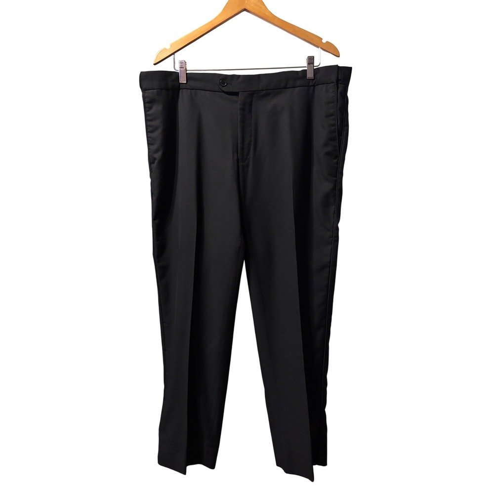 Angelo Rossi Dress Pants Mens 40x28 Black Excellent Flat Front‎ Trousers TOS2M